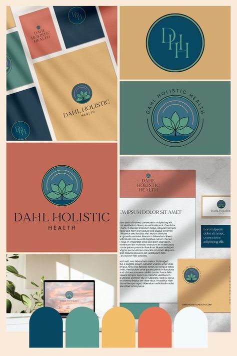 Functional and Sustainable Brand Moodboard for Dahl Holistic Health Psychology Logo Design Brand Identity, Moodboard Logo Design, Holistic Branding Design, Logo Colors Ideas, Holistic Color Palette, Wellness Color Palette, Colorful Color Palette, Color Palette Logo, Health Branding