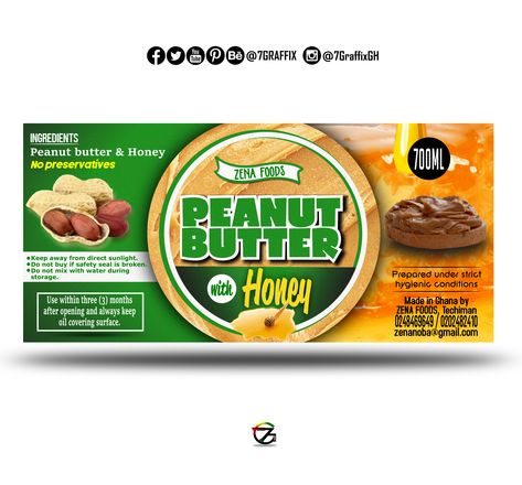 ZENA FOOD PEANUT BUTTER PRODUCT LABEL DESIGN (BY 7GRAFFIX) Peanut Label Design, Peanut Butter Label Design, Food Label Design Stickers, Sun Packaging, Sample Flyers, Label Produk, Food Label Template, Peanut Butter Brands, Homemade Chilli