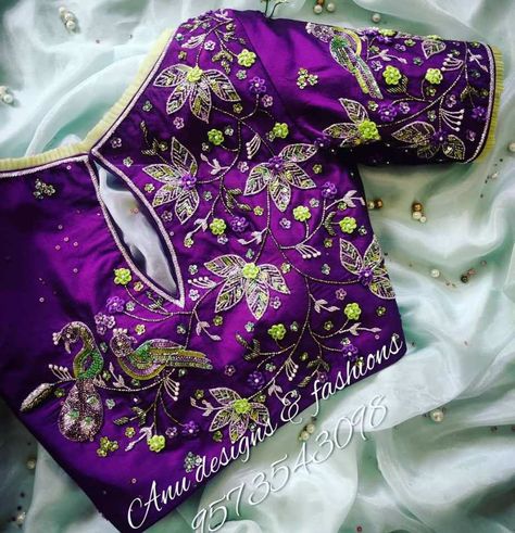 Anu Designs And Fashions, Latest Maggam Work, Latest Maggam Work Blouses, Exclusive Blouse Designs, Blouse Designs Aari Work, Blouse Maggam Work, Work Blouse Designs, Latest Bridal Blouse Designs, Maggam Work Blouse