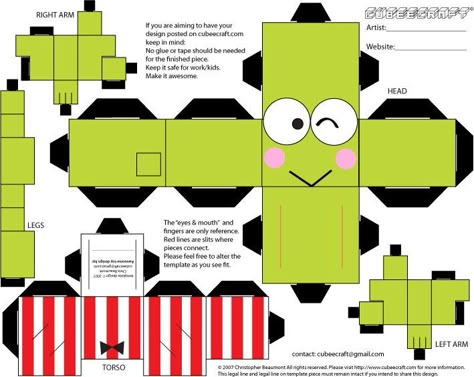 Cubes Keropi Frog, Kitty Paper, Cube Craft, Kitty Crafts, Squishies Diy, 3d Templates, Paper Cube, Kawaii Kuromi, Doll Template