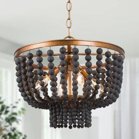 Black Beaded Chandelier, Candlestick Chandelier, Wood Bead Chandelier, Cluster Chandelier, Island Chandelier, Unique Chandeliers, Shimmer Lights, Farmhouse Chandelier, Candle Chandelier