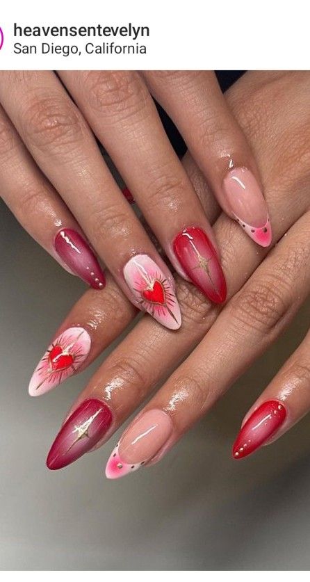 Aura Nails Red, Red Aura Nails, Nessa Nails, Red Aura, Aura Nails, Acrylic Ideas, Airbrush Nails, Airbrush Art, French Tips