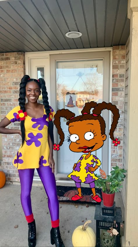 Suzie Carmichael Costume, Angelica And Susie Costume, Susie Rugrats Costume, Penny Proud Halloween Costume, Family Rugrats Costume, 90s Nickelodeon Costumes, Nickelodeon Costume Ideas, Fred Wilma Pebbles Costume, Rugrats Halloween Costume Family