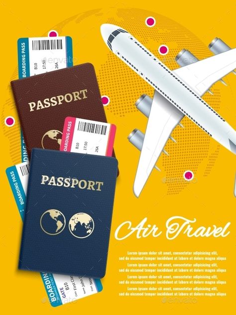 Air Travel Banner with World Globe Airline Tickets by MicrovOne | GraphicRiver Travel Banner, Ticket Design, Air Tickets, World Globe, Airline Tickets, Travel Illustration, Travel Party, Logo Background, Air Travel