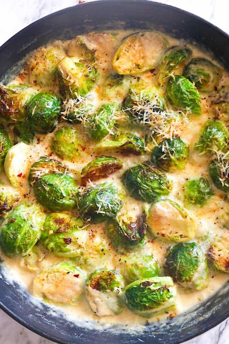 Creamed Brussels Sprouts, Creamed Brussel Sprout Recipes, Frozen Brussel Sprouts Recipes, Dinner Ideas With Brussel Sprouts, Brussels Sprouts And Carrots Recipe, Brussel Sprouts Soup, Soups With Brussel Sprouts, German Brussel Sprout Recipes, Creamy Brussel Sprout Recipes