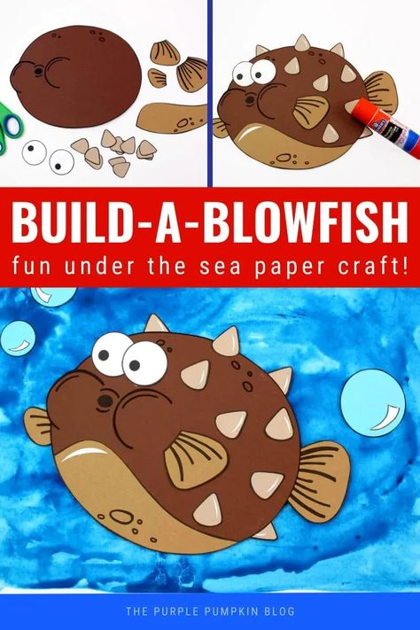 With this adorable Paper Puffer Fish Craft, you can dive into an amazing ocean adventure in your own home - no snorkeling needed! This cute blowfish is super easy and fun to make, you just need some construction paper and few other simple craft supplies and you’re ready to go. It is an awesome under the sea craft project for kids of all ages! #PaperPufferFishCraft #KidsCrafts #CraftsForKids #ThePurplePumpkinBlog #Crafts Puffer Fish Craft, Under The Sea Craft, Fish Paper Craft, Under The Sea Crafts, Fish Craft, Hidden Talents, Purple Pumpkin, Ocean Floor, Sea Crafts