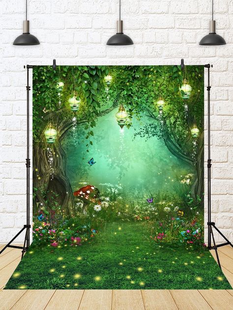 1pc Spring Magic Forest Background Fairy Tale Butterflies Wedding Photo Backdrop Baby Shower Party Decoration 150*210cm BannerI discovered amazing products on SHEIN.com, come check them out! Enchanted Forest Baby Shower, Enchanted Forest Party, Enchanted Forest Theme, Spring Magic, Garden Backdrops, Forest Party, Forest Backdrops, Photo Backdrop Wedding, Dream Photography