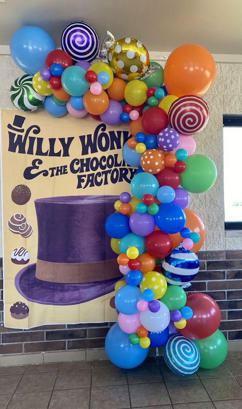 Willy Winks Birthday Party, Wonka Photo Booth, Willy Wonka Birthday Party Ideas, Charlie And The Chocolate Factory Theme, Willy Wonka Themed Food, Charlie And The Chocolate Factory Party Ideas, Wonka Christmas Party, Wonka Christmas, Charlie And The Chocolate Factory Birthday Party