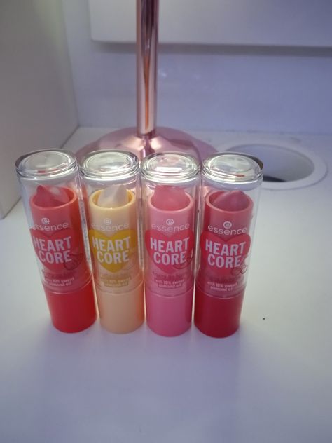 You will find them in an essence isle in many shops they are really cheap the price of €1.90😍 Heart Core Lip Balm, Essence Lip Gloss, Heart Core, Beauty Skincare, Lip Balm, Lip Gloss, The Balm, Essence, Lips