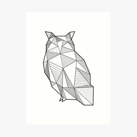 "Owl Geometric" Art Print by alcateiaart | Redbubble Owl Drawing Simple, Geometric Art Diy, Geometric Art Animal, Geometric Owl, Owl Kitchen, Painting Geometric, Owl Drawing, Tattoo Background, Logo Animal