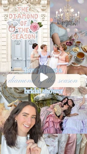 Diamond Of The Season Bachelorette, Bridgerton Party Activities, Bridgerton Bridal Shower Ideas, Diamond Of The Season, Golden Birthday Parties, 2024 Bride, Bridal Shower Activities, Golden Birthday, Tea Party Bridal Shower