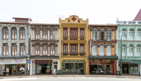 Chinatown Shophouses - Upper Cross St - Singapore | These sh… | Flickr Georgetown Houses, Igcse Art, China House, Cafe Exterior, Watercolor Travel, Singapore Art, Colonial Architecture, Grand Homes, Street Design