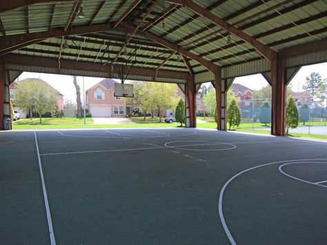 1214 Oak Canyon Ln Richmond, TX 77469: The Covered Basketball Courts Offer A Wonderful Place For the Kids (and Adults) to Have Some Fun! Covered Basketball Court, Basketball Backyard, Covered Court, Dream House Pictures, Outdoor Sports Court, Home Basketball Court, House With Land, Outdoor Basketball Court, Indoor Tennis