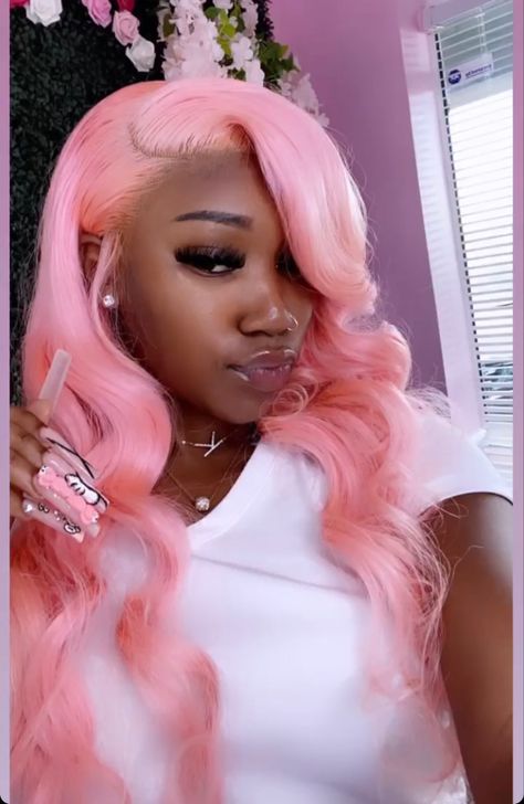 Black Girls Hairstyles Weave, Baddie Hair, Light Pink Hair, Frontal Wig Hairstyles, Wig Colors, Dyed Natural Hair, Protective Hairstyles Braids, Frontal Hairstyles, Pink Wig