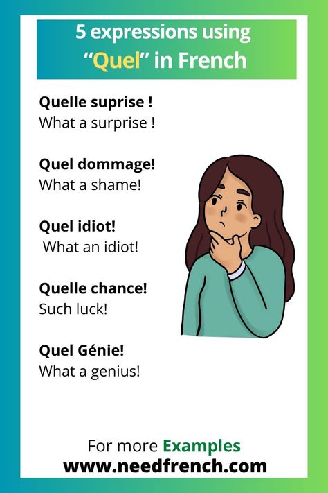 French, renowned for its intricate grammar and rich vocabulary, offers various linguistic tools to express different ideas. One such tool is the interrogative adjective "quel." In this article, we will explore the versatility of "quel" in French and provide examples of its usage. Whether you are learning French or simply curious about the language, understanding how to use "quel" will enhance your communication skills. So, let's dive in! French Vowels, French Grammar Exercises, French Revision, Studying French, Common French Phrases, French Notes, French Language Basics, Useful French Phrases, Learn French Beginner