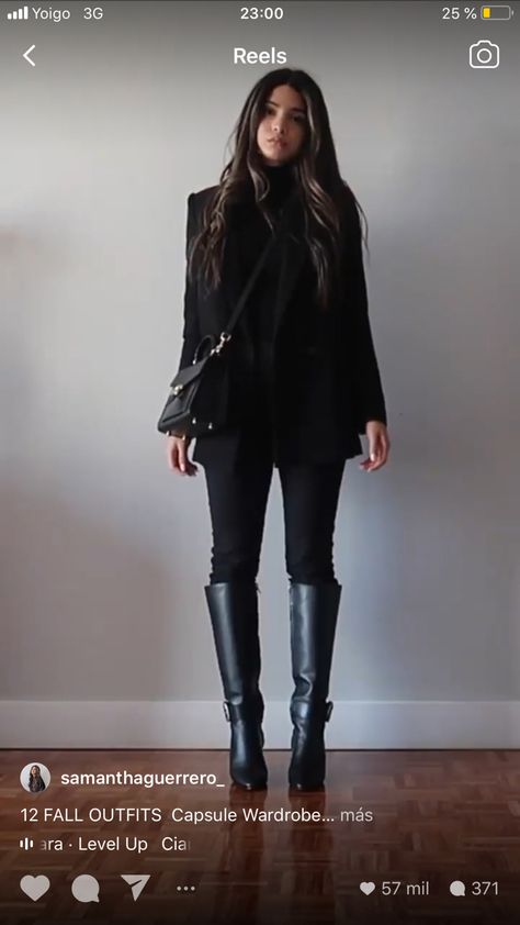 Long Black Boots Outfit Jeans, Long Black Boots Outfit, Long Boots Outfit, Long Outfit, Black Boots Outfit, Black Jeans Outfit, Jeans Outfit Casual, Capsule Outfits, Diva Fashion