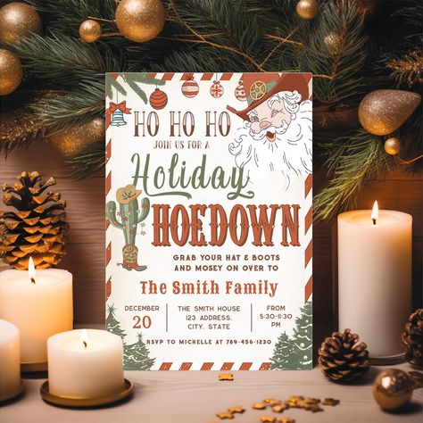 Cowboy Christmas Party Ideas, Friendsmas Ideas, Hoedown Party, Cowboy Santa, Cowboy Christmas, Country Christmas, Santa Christmas, Western Cowboy, Diy Business