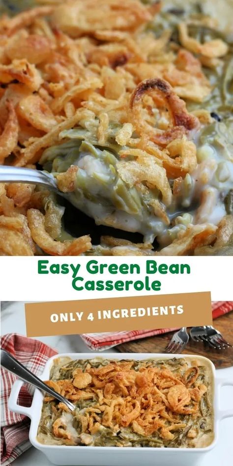 Simple Green Bean Casserole Recipe, Easy Green Bean Casserole, Green Bean Casserole Recipe, Green Bean Casserole Easy, Easy Green Beans, Greenbean Casserole Recipe, Thanksgiving Dinner Recipes, Thanksgiving Cooking, Thanksgiving Recipes Side Dishes