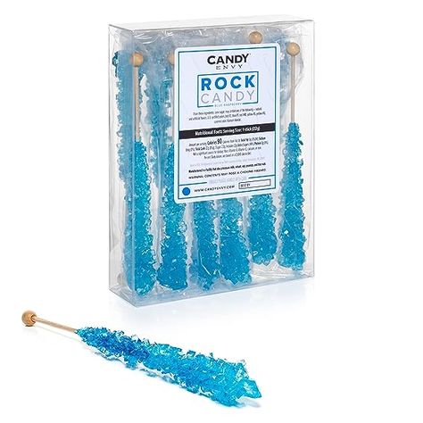 Amazon.com : Blue Rock Candy Crystal Sticks - Blue Raspberry Flavored - 12 Indiv. Wrapped : Grocery & Gourmet Food Green Candy Buffet, Blue Rock Candy, Yellow Candy Buffet, Blue Candy Bars, Vanilla Sugar Cookie Recipe, Blue Candy Buffet, Rock Candy Sticks, Sugar Sticks, Beach Candy