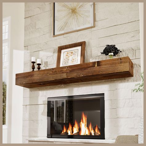 PRICES MAY VARY. A Touch of Refinement — Accessorize your living room with a stately wood mantle mount. The shelf wood rustic brown finish and sleek lines of this fireplace shelf 72 inch creates a grounding sense of richness to your space Special Spotlight — The proudest and most precious moments of your life deserve a beautiful seat in your home. These fireplace mantels shelves have an 8 inch deep shelf, making 72 inch shelf the perfect spot to display your family photos, awards and artwork A W Fireplace Mantle Shelf, Floating Fireplace Mantel, Wood Mantle Fireplace, Floating Fireplace, Rustic Fireplace Mantels, Fireplace Mantel Shelf, Floating Mantel, Wood Mantle, Wood Fireplace Mantel