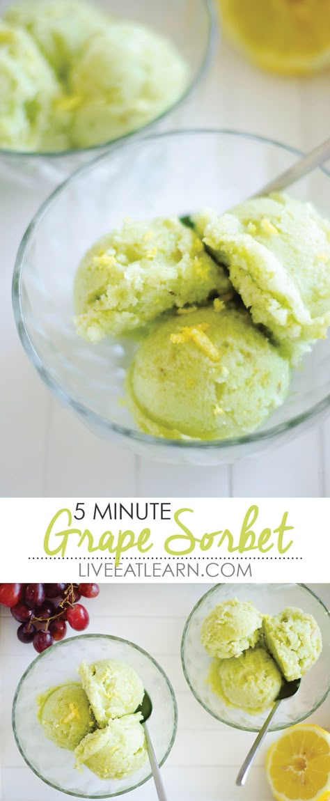 Grape Sorbet Recipe, Green Grapes Recipes, Grape Sorbet, Grape Dessert, Grape Ice Cream, Sorbet Recipe, Grape Recipes, Sorbet Recipes, Vegan Ice Cream