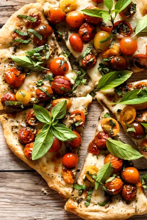 Balsamic Peach, Pizza Friday, Caprese Pizza, Tomato Caprese, Parmesan Soup, Mozzarella Pizza, Marinated Tomatoes, Honey Balsamic, Homemade Dough