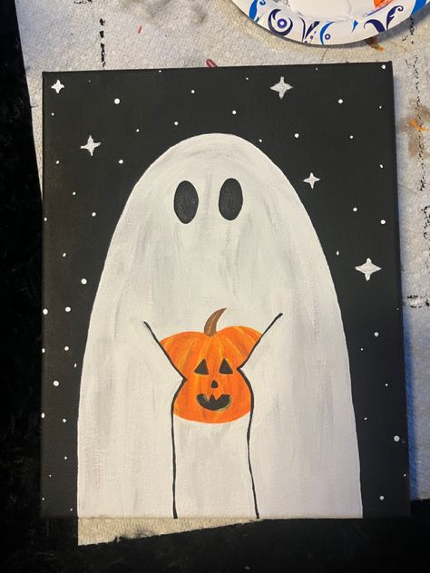 #painting #art #paintingidea #halloweenpainting #halloween Halloween Ghost Painting, Paint Halloween, Fall Paintings, Kids Canvas Painting, Ghost Painting, Fall Canvas Painting, Fall Canvas, Cute Paintings, Halloween Painting