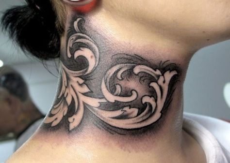 I'm picky about neck tattoos, but always thought this one was great. Manoel Neto Always Tattoo, Girls Tattoos, Girl Neck Tattoos, Throat Tattoo, Tattoo Filler, Tattoos For Girls, Painting The Roses Red, Neck Tattoos