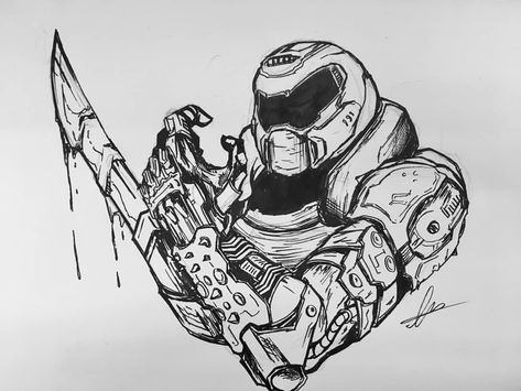 Art by f_mekki on Twitter! #DOOMEternal #DOOM The Doom Slayer, Doom Videogame, Doom Demons, Slayer Tattoo, Doom 2016, Doom Slayer, Doom Game, The Doom, Gaming Tattoo