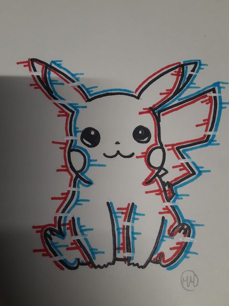 I love how this little pikachu turned out 😍 Glich Drawings Easy, Glich Drawings, Posca Graffiti Art, Pikachu Art Drawing, Pikachu Drawing Sketch, How To Draw Pikachu, Drawing Ideas Pokemon, Drip Effect Drawing, Glitch Art Drawing