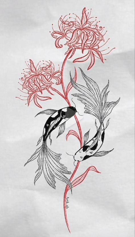 Koi Tattoo Design, Small Pretty Tattoos, Spine Tattoos For Women, Tattoos For Black Skin, Red Ink Tattoos, Red Tattoos, Tattoo Design Book, Discreet Tattoos, Spine Tattoos