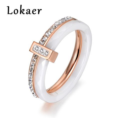 2 layers Black/White Ceramic Crystal Wedding Rings Stainless Steel Rhinestone  https://www.thegreatbigstore.com/lokaer-2-layers-black-white-ceramic-crystal-wedding-rings-jewelry-rose-white-gold-color-stainless-steel-rhinestone-engagement/  Great products with Free Shipping in The Great Big Store  #fashion|#sport|#tech|#lifestyle Wedding Rings Couple, Rap Metal, Ceramic Rose, Travel Inspired Jewelry, Trending Jewellery, Rings Couple, Rose Gold Rings, 3d Printed Jewelry, Ceramic Ring