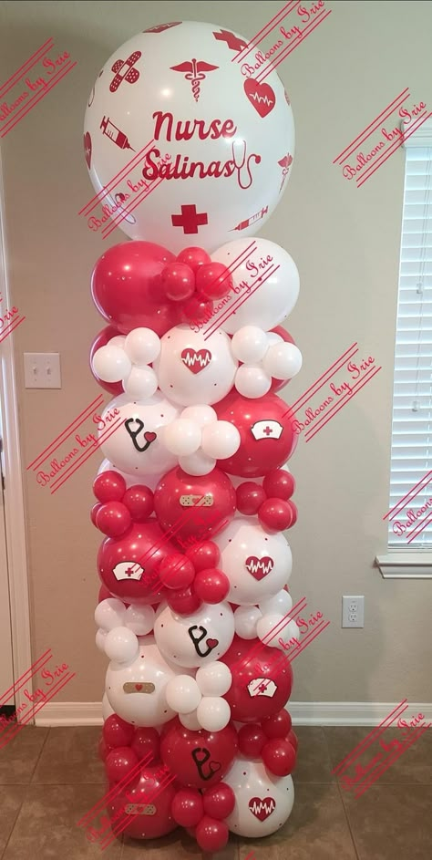 Nurse Balloons, Pharmacy School Graduation, Nurse Grad Parties, Nurse Graduation Party Decorations, Nursing School Graduation Party, Graduation Desserts, Graduation Party Cake, Nurse Party, Medical School Graduation