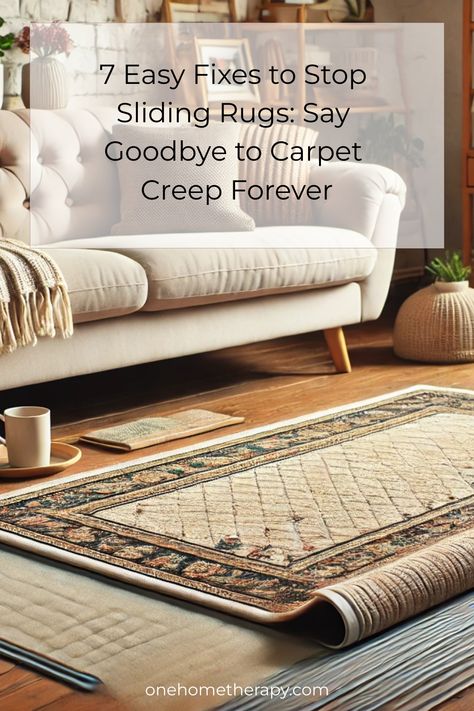 🐾 Tired of playing slip-and-slide with your rugs? 🏡 Discover 7 Easy Fixes to Stop Sliding Rugs and say goodbye to carpet creep forever! From no-slip pads to clever DIY tricks, we've got the ultimate guide to keep your rugs in place. ✨ Click to learn more and secure your rugs effortlessly! 📌 #HomeTips #DIY #HomeDecor #RugHacks #InteriorDesign How To Make A Rug Non Slip Diy, Stop Rug From Curling, How To Keep A Rug From Slipping, Sisal Rugs That Wont Pull, Rug Hacks, Rugs Slipping, Expensive Decor, Carpet Tape, Entryway Inspiration