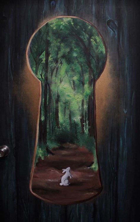 St_NapierDesign@gmail.com #aliceinwonderland #whiterabbit #painter #artist #doors #denver #colorado #alice #keyhole #forrest Keyhole Painting Ideas, Keyhole Art Ideas, Keyhole Painting, Alice Keyhole, Alice In Wonderland Keyhole, Keyhole Art, Wonder Land, Alice In Wonderland Tea Party, Painter Artist