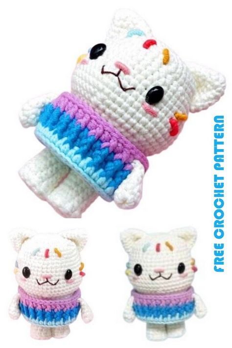 Amigurumi Little Cat Free Crochet Pattern - crochet.sdbes.com Cat Free Crochet Pattern, Paw Crochet, Crochet Furniture, Cat Knitting, Crochet Phone Cover, Hello Kitty Crochet, Crochet Christmas Gifts, Quick Crochet Patterns, Front Post Double Crochet