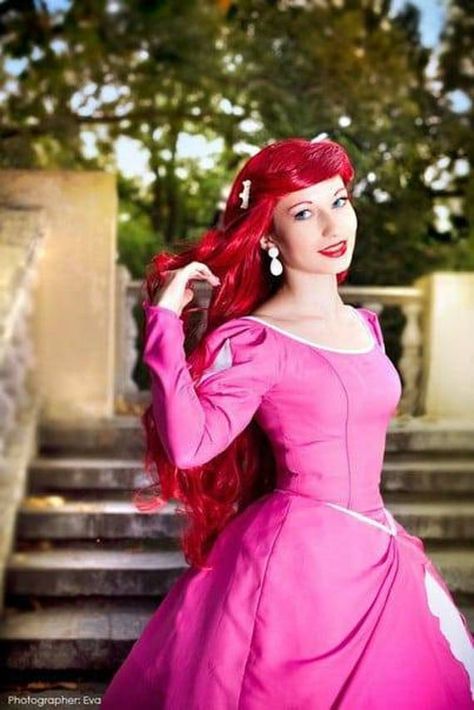 Little Mermaid Costume Women, Pink Dress Princess, Mermaid Costume Women, Ariel Pink Dress, Jasmine Cosplay, Disney Princess Cosplay, Ariel Cosplay, Little Mermaid Costume, Vestidos Color Rosa