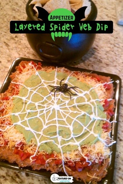 Layered dip is a classic at any potluck; add a spooky twist to this recipe with spiderweb patterns! See the full list of Halloween appetizer ideas on Listotic. Spider Web Dip, Halloween Appetizer Recipes, Healthy Halloween Candy, Halloween Snack Ideas, Caramel Apple Pops, Halloween Appetizer, Halloween Finger Foods, Creepy Halloween Food, Halloween Fiesta