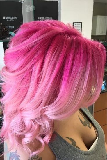 Crazy Hair Dye Ideas, Bright Pink And Blonde Hair, Blonde And Hot Pink Hair, Hot Pink And Blonde Hair, Valentines Hair Color, Fun Pink Hair, Hot Pink Highlights In Blonde Hair, Pink Blonde Ombre, Hot Pink Roots Blonde Hair