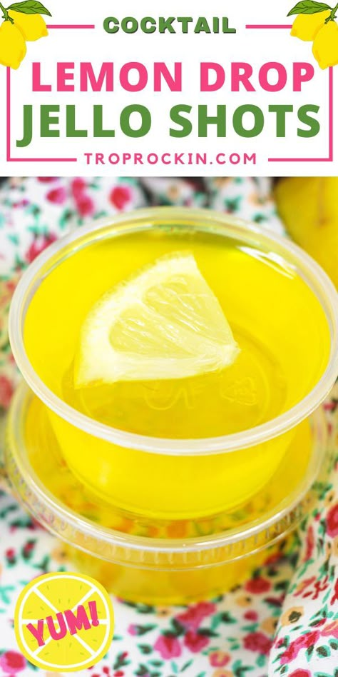 Lemon Drop Jello Shots, Lemon Jello Shots, Summer Jello Shots, Shots Alcohol Recipes, Jello Pudding Shots, Alcoholic Treats, Lemon Jello, Alcoholic Desserts, Pudding Shots