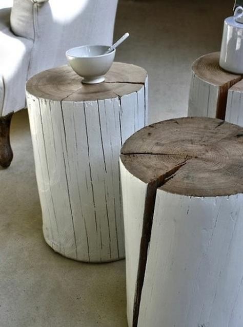 paint stumps! Love these Stump Stool, Log Side Table, Log Table, Stump Table, Log Siding, Tree Table, Deco Originale, Wood Stool, Style At Home