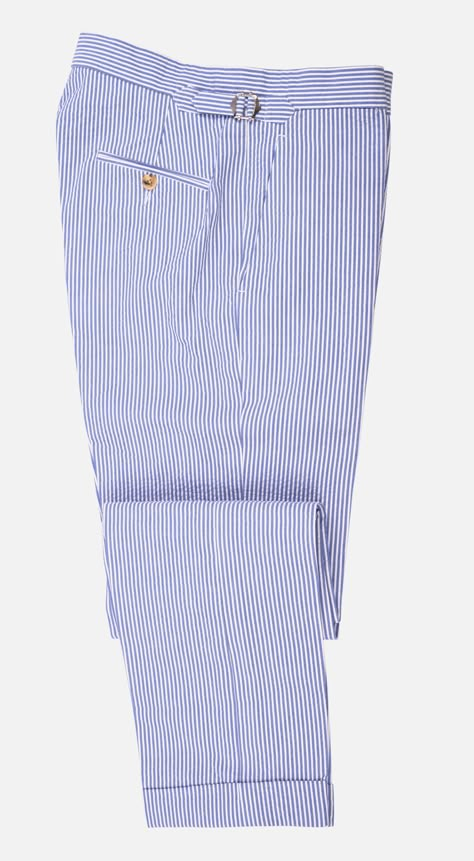 Luxire breathable seersucker cotton pants.  http://custom.luxire.com/products/blue-dress-stripes-on-white-seersucker Tailor Made Shirts, Men Pants Pattern, Corporate Wardrobe, Light Blue Dress Shirt, Blue Suit Wedding, Dress Suits For Men, Designer Suits For Men, African Shirts, Mens Casual Dress Outfits