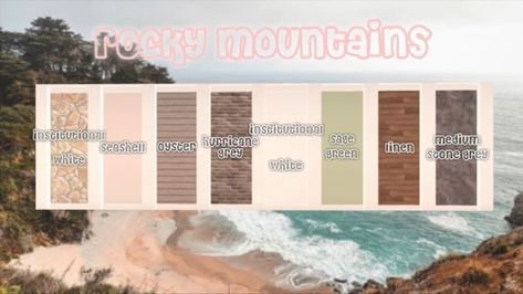 Bloxburg Color Themes, Color Palette Bloxburg Exterior, Bloxburg House Colour Schemes Exterior, Bloxburg House Pallete, Bloxburg House Themes, Bloxburg Color Schemes Exterior, Bloxburg Wall Colors, Bloxburg Wall Ideas, Color Schemes House