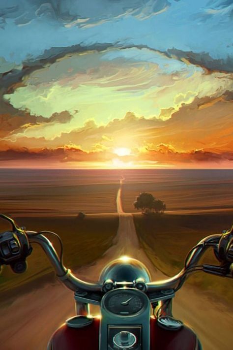 David Mann Art, Moto Harley Davidson, Мотоциклы Harley Davidson, Sunset Canvas Painting, Motorcycle Artwork, Harley Davidson Wallpaper, Wallpapers Android, Motorcycle Painting, Biker Art