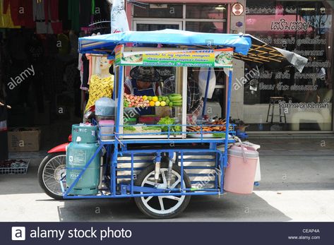 Bicycle Sidecar, Bangkok Food, Mobile Food Cart, Mobile Cart, Food Carts, Food Cart Design, Motorcycle Sidecar, Thai Street Food, Food Stands