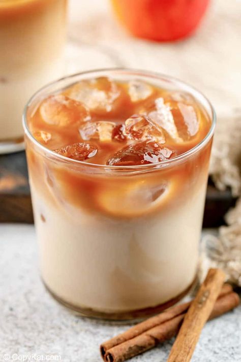 Iced Apple Crisp Macchiato, Cold Espresso, Apple Crisp Macchiato, Mcdonalds Sweet Tea, Brown Sugar Simple Syrup, Espresso Drink, Apple Brown Sugar, Make Brown Sugar, Best Iced Coffee