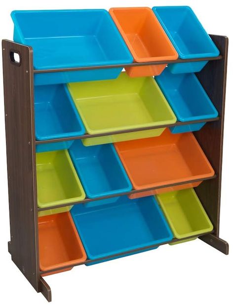 KidKraft Sort & Store It Bin Unit #toys #organization #ad Large Storage Containers, Toy Storage Organizer, Storage Bins Organization, Kids Toy Organization, Toy Storage Bins, Toy Organizer, Colorful Storage, Steel Shelving, Toy Storage Organization