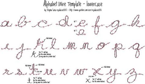 Wire writing lowercase alphabet Wire Letters, Wire Jig, Wire Name, Wire Knitting, Wire Ornaments, Alphabet Templates, French Knitting, Knitted Wire, Cursive Letters