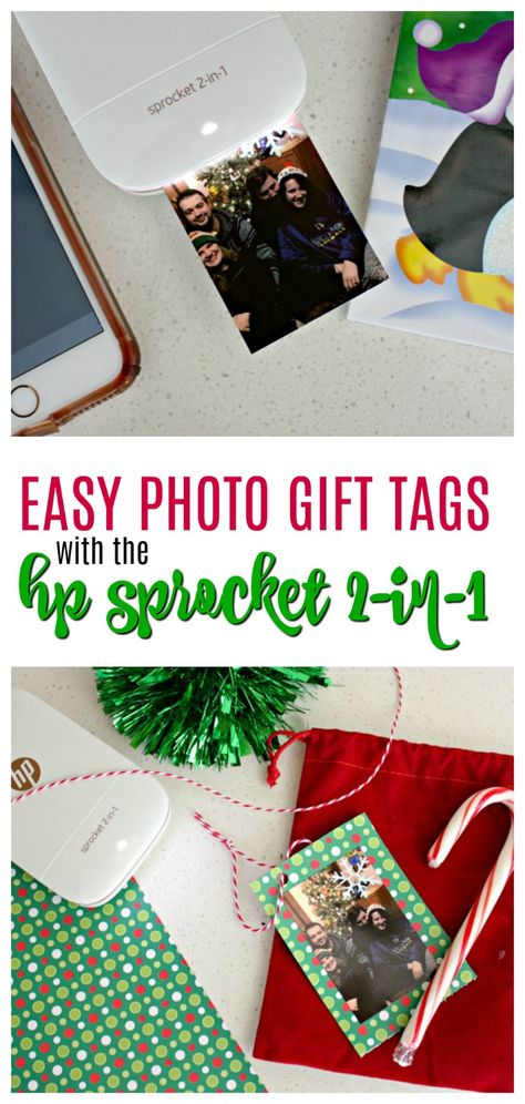 Easy HP Sprocket Photo Gift Tags Anyone Can Make via @ellenblogs ad Hp Sprocket Ideas Projects, Sprocket Photo Ideas, Hp Sprocket Ideas, Sprocket Ideas, Sprocket Printer, Photo Gift Tags, Tag Cards, Photo Crafts, Hp Sprocket