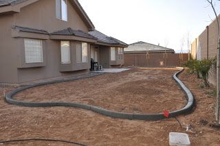 Backyard Landscaping Design: Part 3 curbing and sod Backyard Plans Layout Design, Arizona Backyard Landscaping, Desert Backyard, Arizona Backyard, No Grass Backyard, Backyard Plan, Large Backyard, Big Reveal, Outdoor Gardens Design